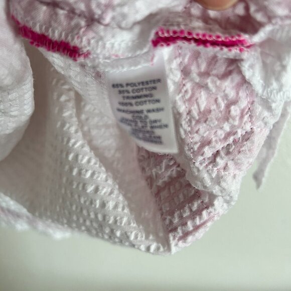 Sail To Sable Dress White Pink Seersucker Tunic V-Neck Coverup Coastal - Picture 8 of 8